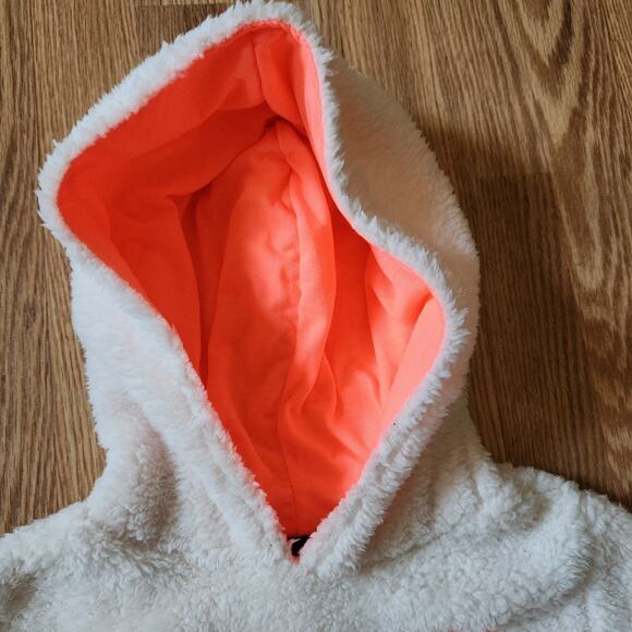Cat & Jack Fleece Sleepwear Girls Size Medium Cream Hooded Pullover Pocket - Picture 2 of 8